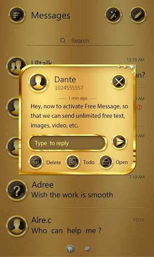 (FREE) GO SMS GOLD THEME скриншот 4