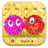 Purple red gold cute emoticon pack keyboard theme 10001001