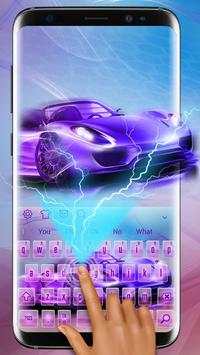 Neon Blue Sports Car Keyboard Theme स्क्रीनशॉट 2