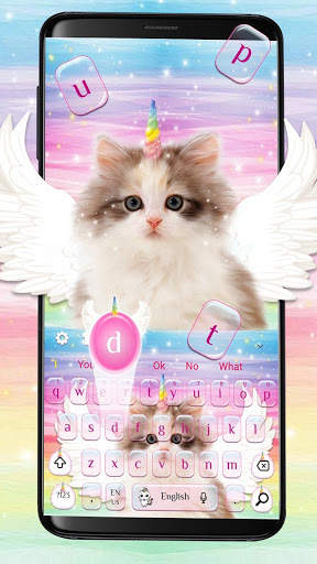 Fuzzy Angle Unicorn Cat Keyboard Theme screenshot 2