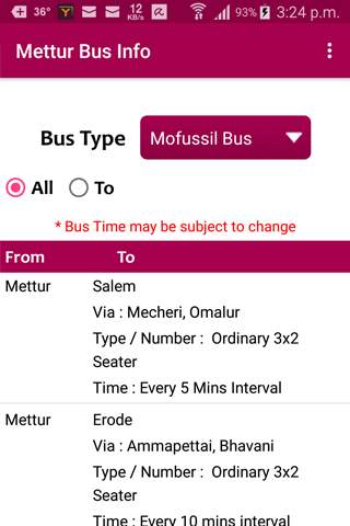 Mettur Bus Info screenshot 4