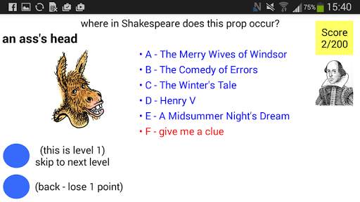 Shakespeare Props Quiz screenshot 1