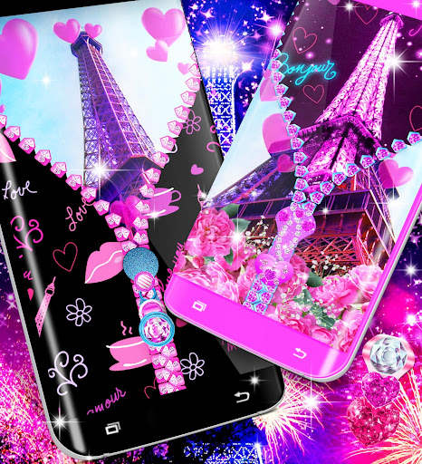 Paris zipper lock screen screenshot 1