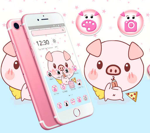 Cute Baby Pink Piggy Theme screenshot 1