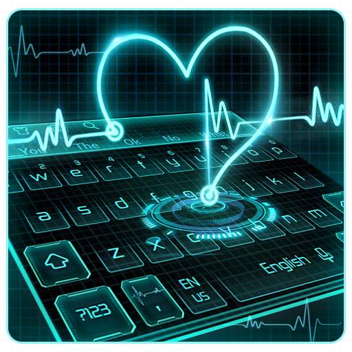 Neon Heart Keyboard Theme 10001005