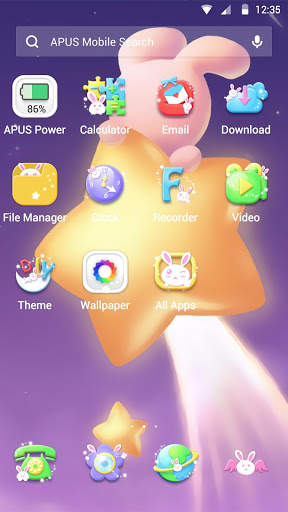 Cartoon Kawaii Pink Rabbit APUS Launcher theme screenshot 2