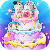 Unicorn Wedding Cake - Trendy Rainbow Party logo
