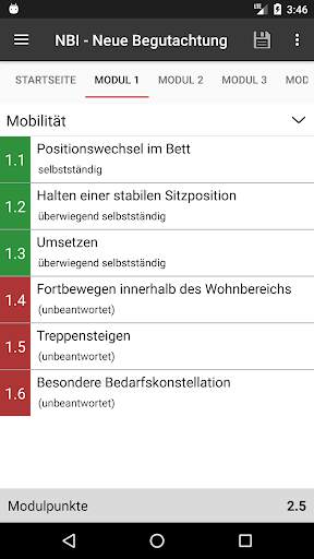 NBI Pflegegradrechner screenshot 2
