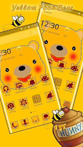Kawaii Yellow Pooh Bear theme 2 تصوير الشاشة
