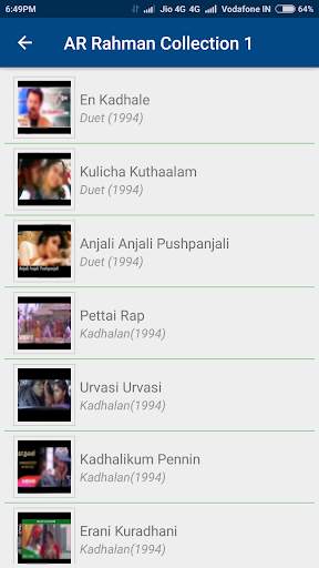 A R Rahman Tamil Hit Songs screenshot 1