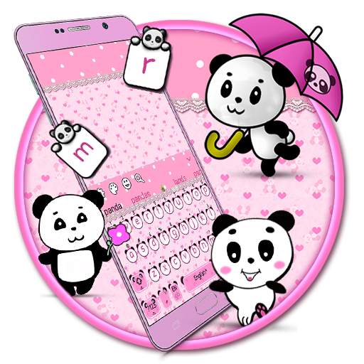Pink Cute Panda Keyboard 10001002