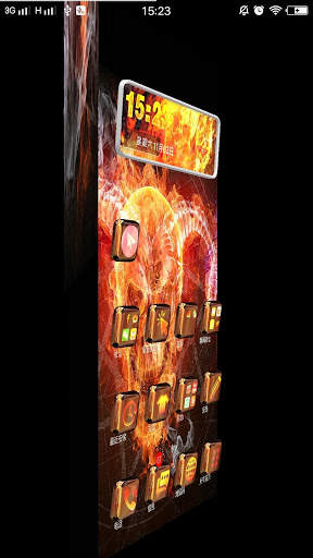 3D Flame Fire Skull Launcher Theme screenshot 2