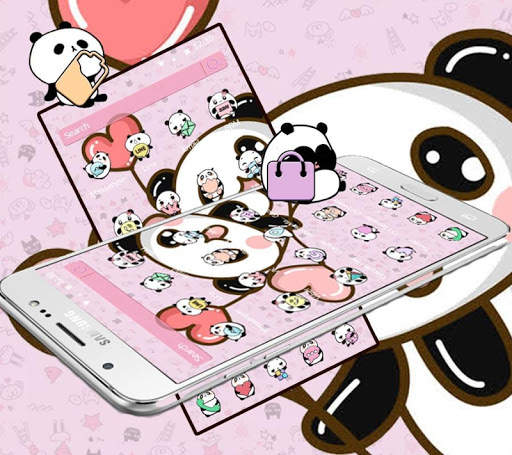 Pink cartoon Cute Panda Wallpaper screenshot 3
