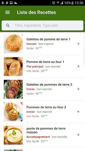 Recettes Pomme de Terre screenshot 1