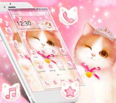 Cute Pink Fluffy Cat Theme screenshot 2