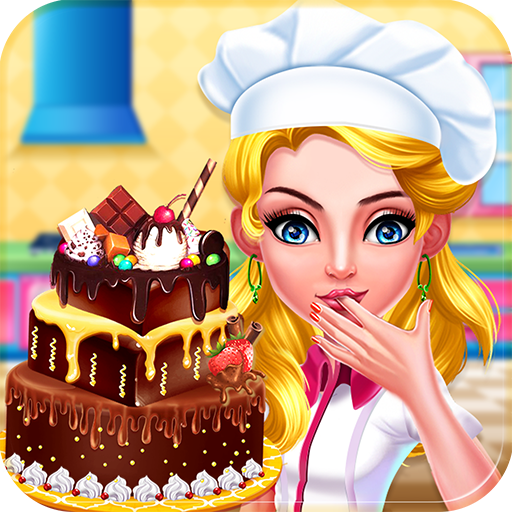 Chocolate cake cooking party icon