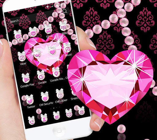 Pink Love Glitter Diamond Theme screenshot 1