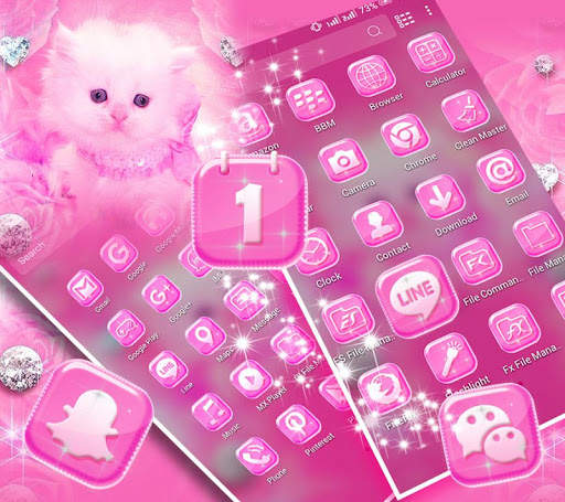 Cute Pink Cat Launcher Theme screenshot 1