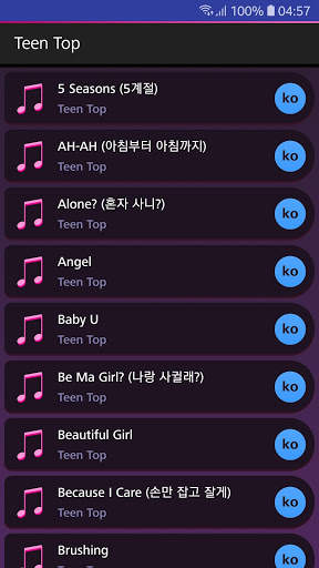 Lyrics for Teen Top (Offline) screenshot 1