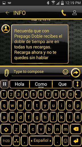 THEME FOR AI TYPE  BLACK GOLD screenshot 1