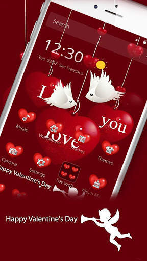 Red Love Heart Bird Couple Theme🐦 screenshot 1