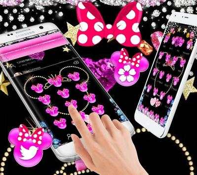 Pink Black Micky Bow Glitter Theme screenshot 2