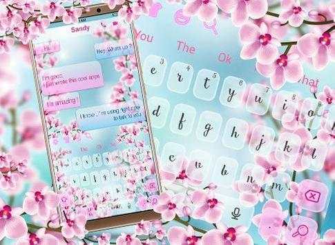 Pink Orchid Flower SMS Keyboard Theme screenshot 4