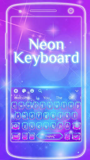 Blue Purple Neon Keyboard Theme screenshot 1