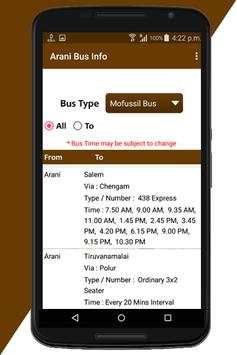 Arani Bus Info screenshot 4