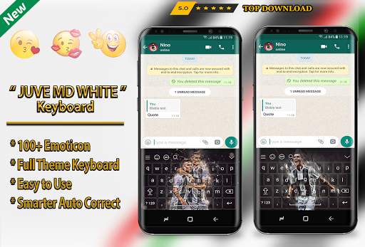 MD White Juve Keyboard Theme Football 2019 screenshot 1