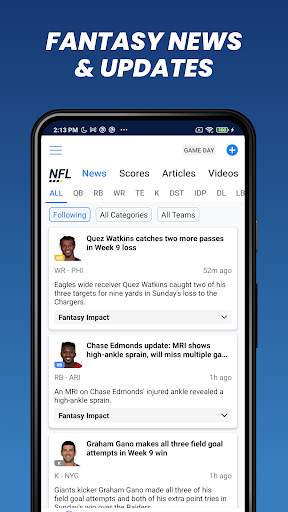 Fantasy News & Scores 3 تصوير الشاشة