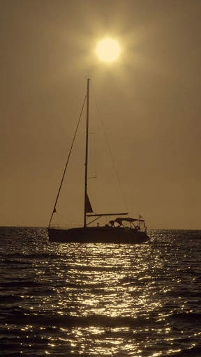 sunset ocean live wallpaper - boat live wallpaper screenshot 1