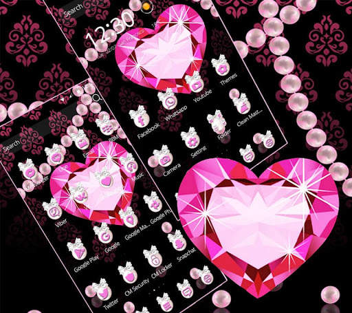 Pink Love Glitter Diamond Theme screenshot 2