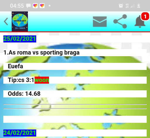 BET WORLD CORRECT SCORE screenshot 4