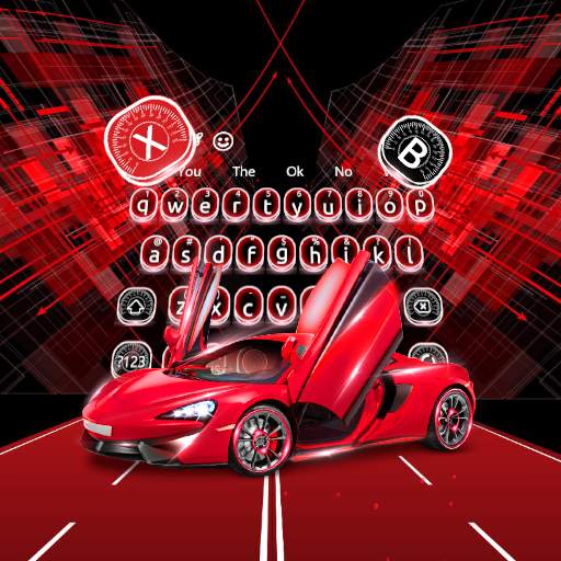 Neon Red Car Keyboard Theme 10001002