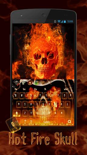Hot Fire Skull Keyboard Theme screenshot 1