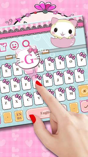 Cute Pink Kitty keyboard theme screenshot 2
