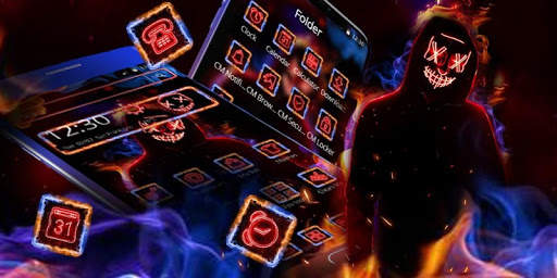 Neon Fire Smoke Mask Theme screenshot 4