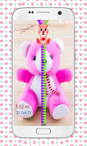 Zipper lock screen teddy bear screenshot 5