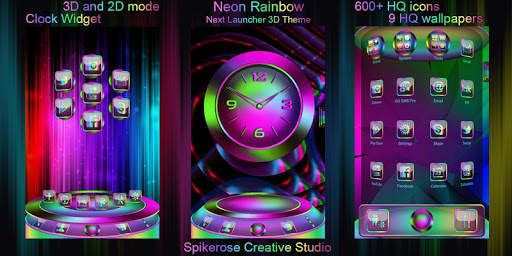 Neon Rainbow 3D Next Launcher theme screenshot 1