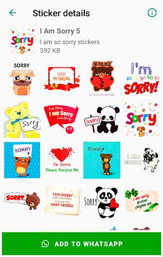 I am sorry stickers for WhatsApp - WAStickerApps screenshot 7