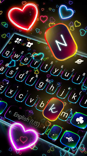 Neon Hearts कीबोर्ड थीम स्क्रीनशॉट 2