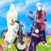 Hijab Girl Bike Photo Suit icon
