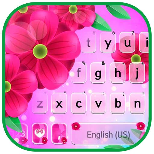 Bright Pink Floral Keyboard Background 1.0