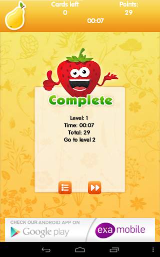 Fruits Games - Exercise Memory 14 تصوير الشاشة