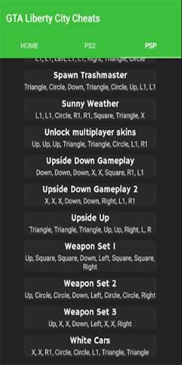 Cheat Codes for Liberty City Stories screenshot 1