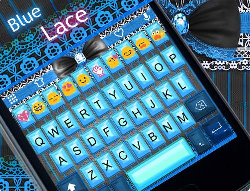 Blue Lace Emoji Keyboard Theme screenshot 5