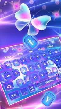 Neon Sparkle Butterfly Keyboard Theme screenshot 1