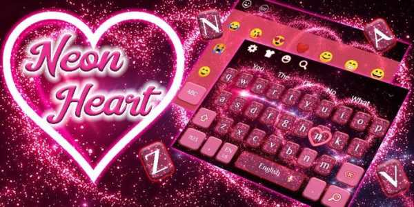 Neon Heart Keyboard Theme screenshot 4