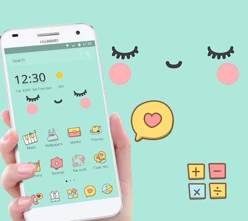 Tema Biru Lucu Kartun Manis screenshot 1